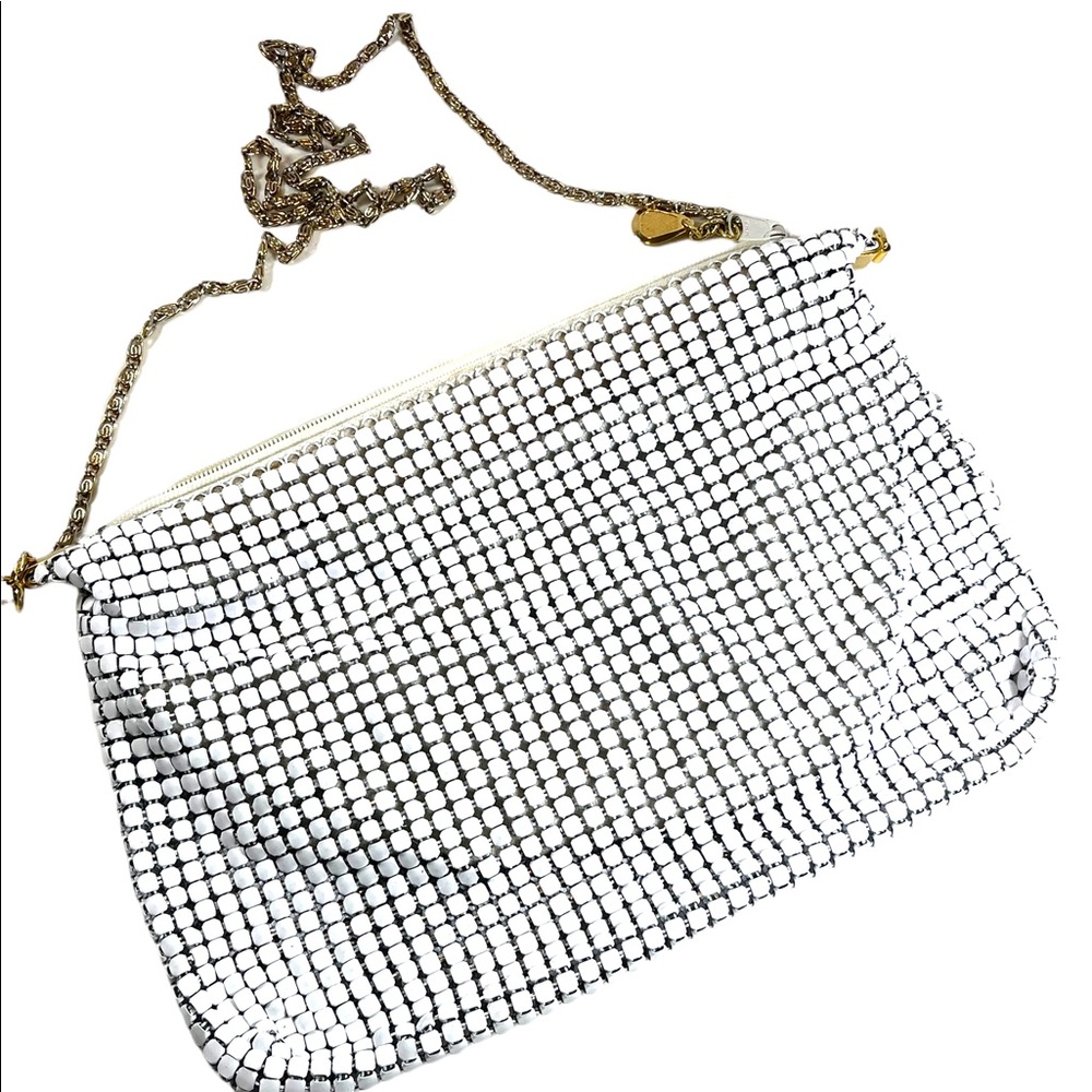 Vintage DU-VAL Stark White metal mesh Chain Mail shoulder bag purse party - Picture 3 of 6